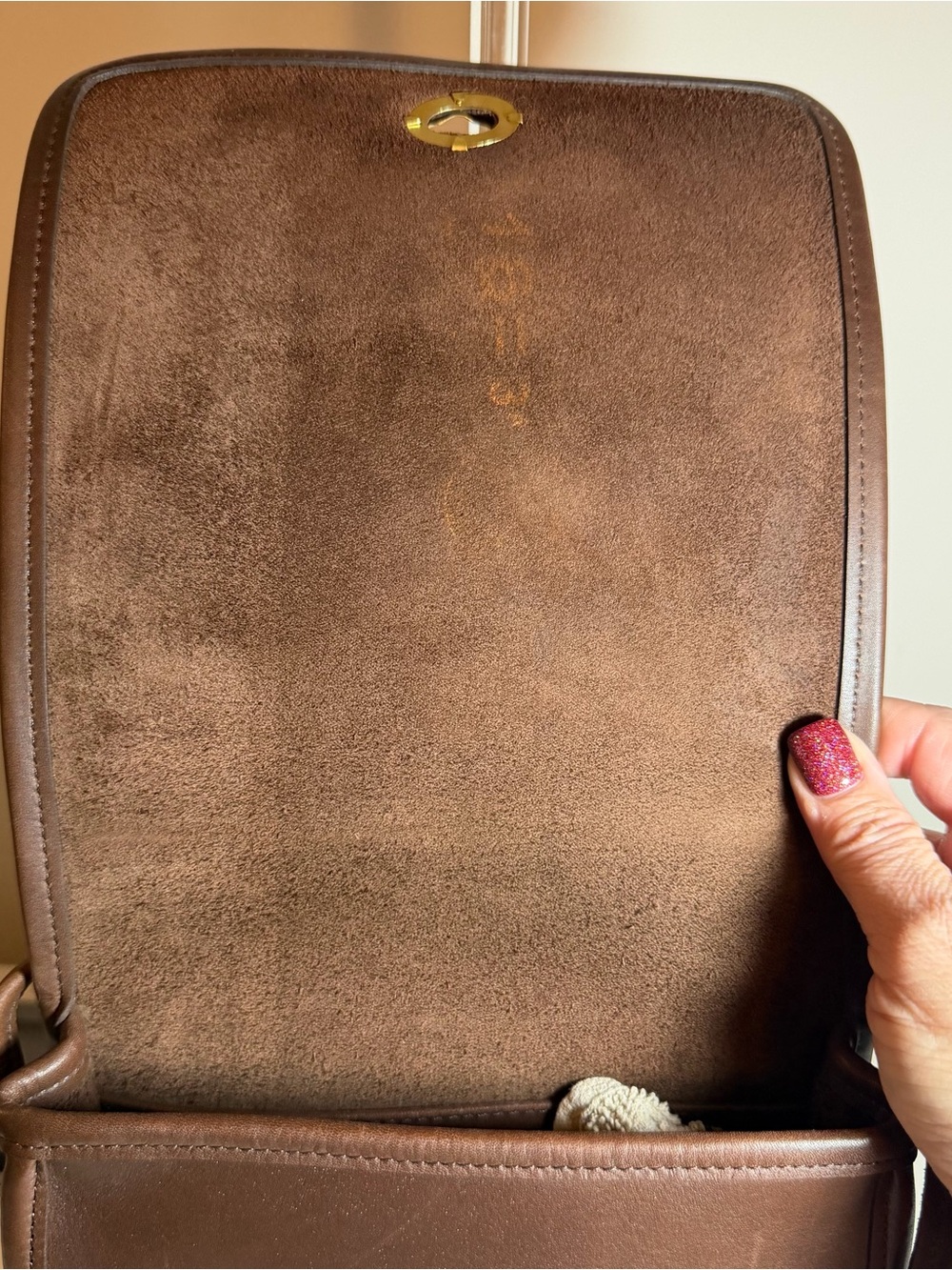 Vintage Coach Compact Pouch Bag 9620 Classic Brown Leather Shoulder Bag - Picture 9 of 10
